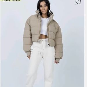 Princess Polly Cropped Beige Georgia Puffer Jacket XS/S womens-NEW